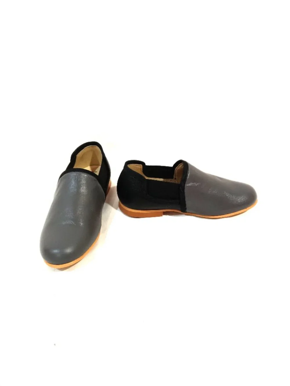 Manelli Girls Shoes New Loafers Flat Slip On Gray and Black Color